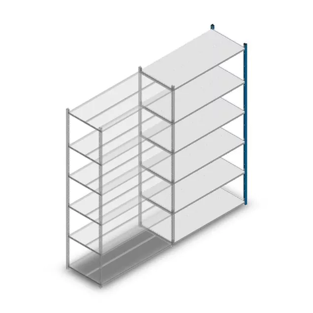 Fachbodenregal Medium Duty 2500x1300x600mm (hxbxt) 6 Ebenen blau Anbauregal