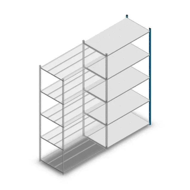 Fachbodenregal Medium Duty 2500x1300x700mm (hxbxt) 5 Ebenen blau Anbauregal