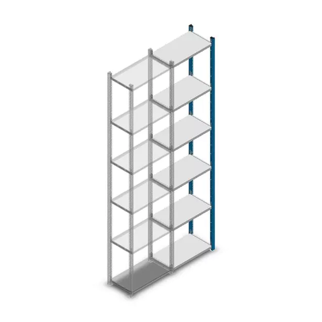 Fachbodenregal Medium Duty 2500x550x300mm (hxbxt) 6 Ebenen Blau Anbauregal
