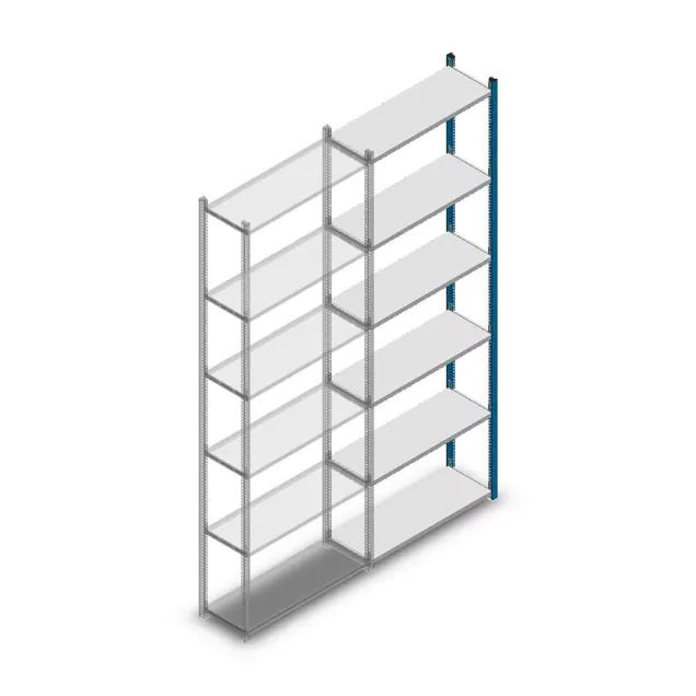 Fachbodenregal Medium Duty 2500x850x300mm (hxbxt) 6 Ebenen blau Anbauregal