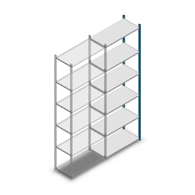 Fachbodenregal Medium Duty 2500x850x400mm (hxbxt) 6 Ebenen blau Anbauregal
