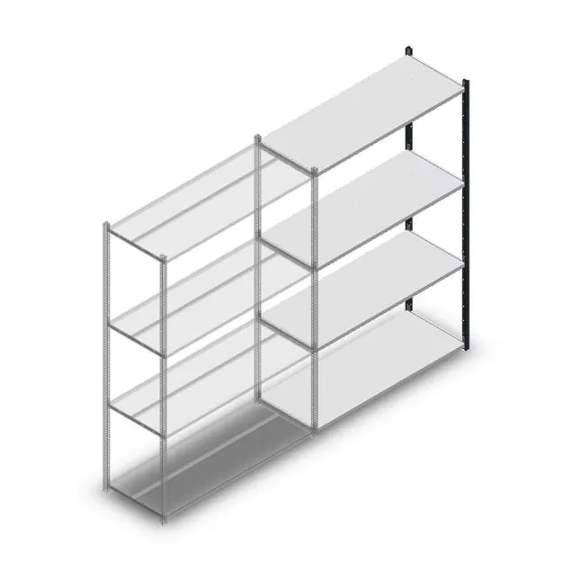 Fachbodenregal Medium Duty 2000x1300x500mm (hxbxt) 4 Ebenen anthrazit Anbauregal