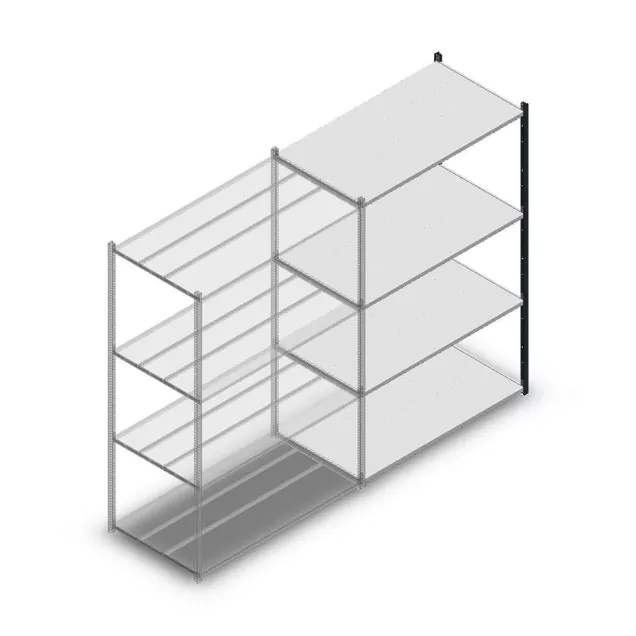 Fachbodenregal Medium Duty 2000x1300x700mm (hxbxt) 4 Ebenen anthrazit Anbauregal
