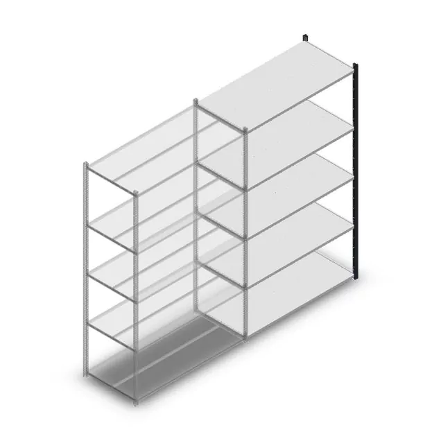Fachbodenregal Medium Duty 2200x1300x600 mm (hxbxt) 5 Ebenen anthrazit Anbauregal