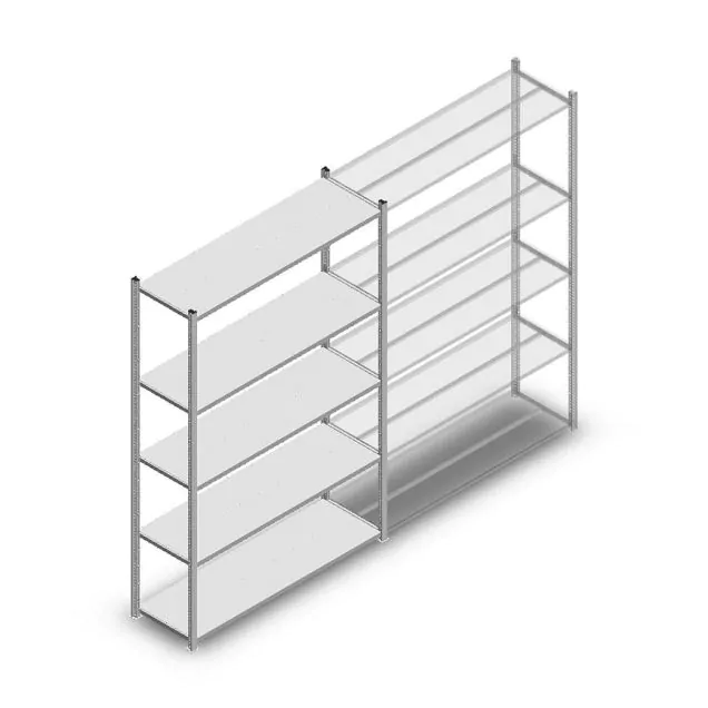Fachbodenregal Medium Duty 2000x1300x400 mm (hxbxt) 5 Ebenen verzinkt Anfangsregal