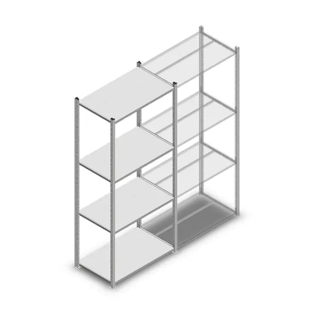 Fachbodenregal Medium Duty 2000x850x500 mm (hxbxt) 4 Ebenen verzinkt Anfangsregal