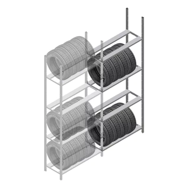 Reifenregal Medium Duty 2500x1000x600 mm (hxbxt) 4 Ebenen Anbauregal