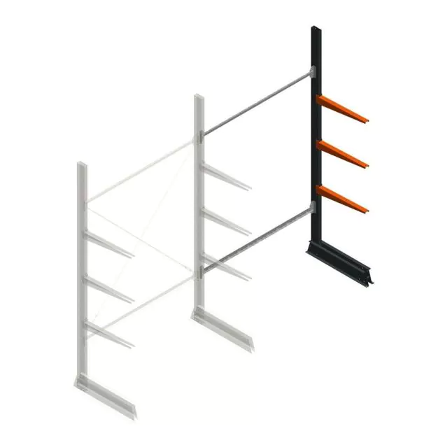 Leichtes einseitiges Kragarmregal 2500x1500x600 mm (hxbxt) 3 Ebenen Anbauregal