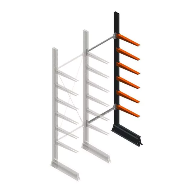 Leichtes Kragarmregal einseitig 2500x750x500 mm (hxbxt) 6 Ebenen Anbauregal