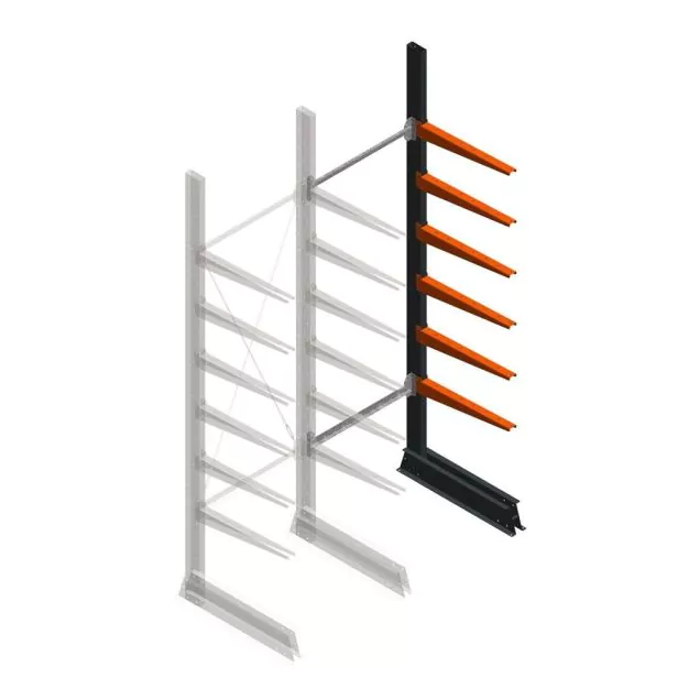 Leichtes Kragarmregal einseitig 2500x750x600 mm (hxbxt) 6 Ebenen Anbauregal