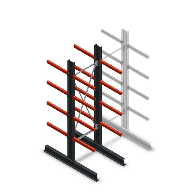 Mittleres Kragarmregal beidseitig 2500x750x600 mm (hxbxt) 4 Ebenen Anfangsregal