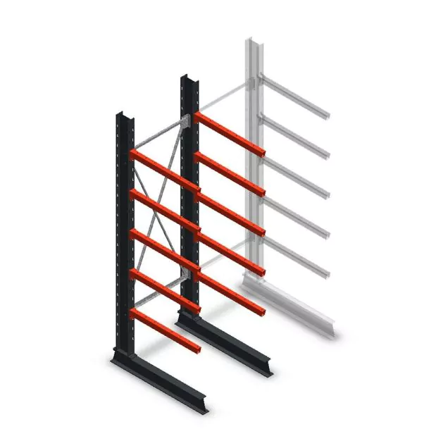 Mittlere Kragarmregal einseitig 2500x750x800 mm (hxbxt) 5 Ebenen Anfangsregal