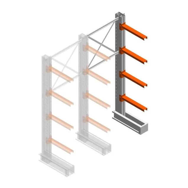 Mittleres Kragarmregal IT einseitig 2455x1000x600 mm (hxbxt) 4 Ebenen Anbauregal