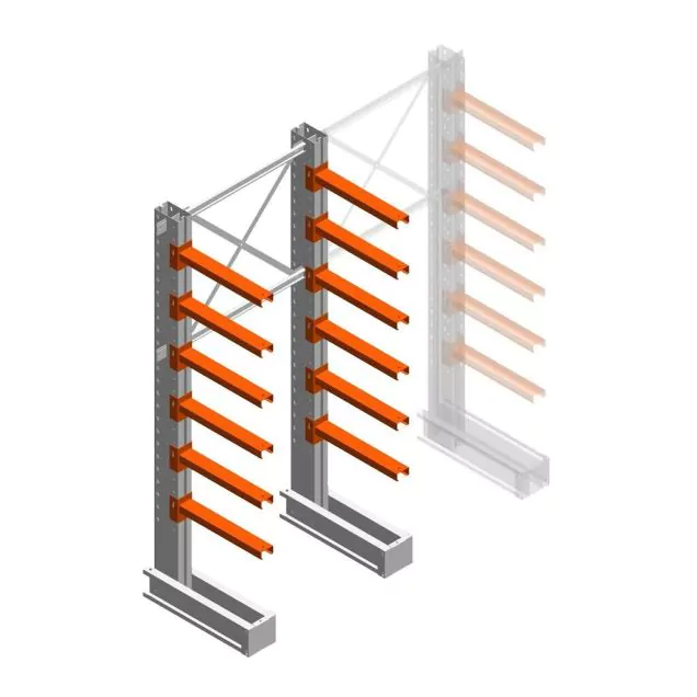 Mittleres Kragarmregal IT einseitig 2455x1000x600 mm (hxbxt) 6 Ebenen Anfangsregal