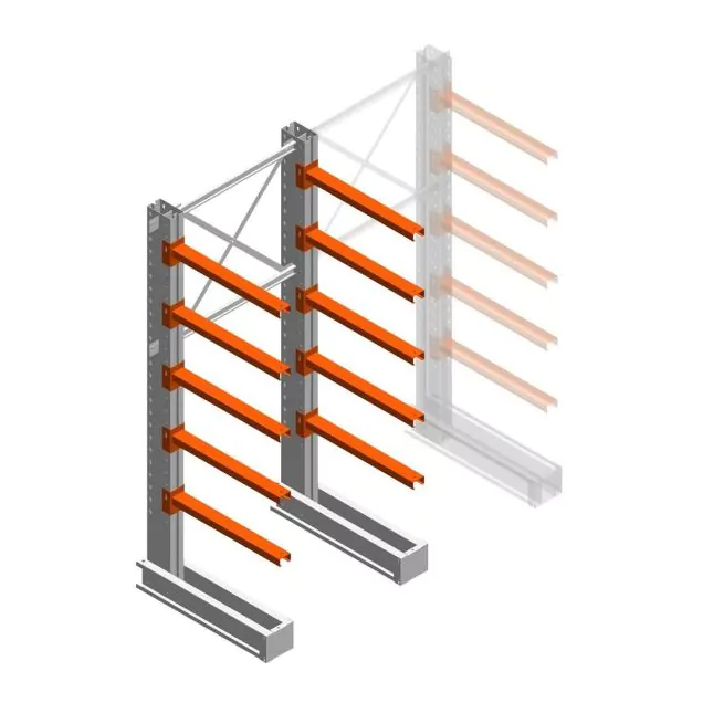 Mittel Kragarmregal IT einseitig 2455x1000x800 mm (hxbxt) 5 Ebenen Anfangsregal