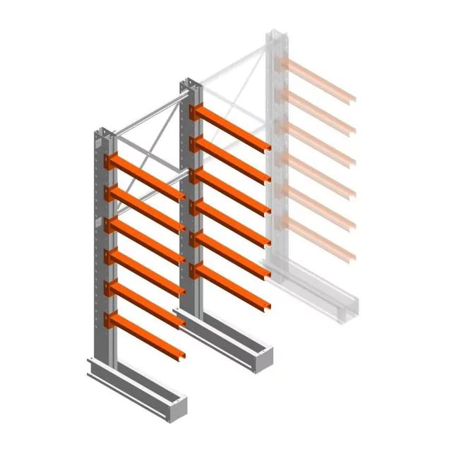 Mittleres Kragarmregal IT einseitig 2455x1000x800 mm (hxbxt) 6 Ebenen Anfangsregal