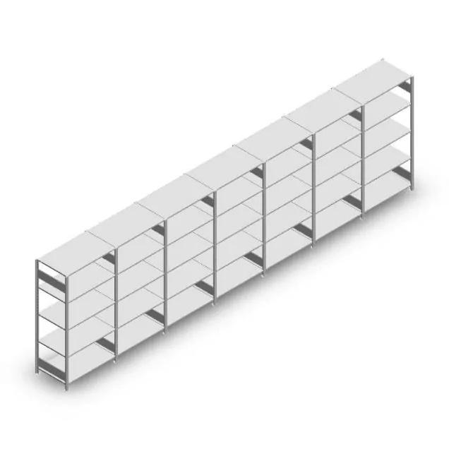 Vorteilsreihe Fachbodenregal Schwerlast 2000x7000x600 mm (hxbxt) 5 Ebenen 150 kg