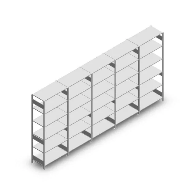 Vorteilsreihe Schwerlast-Fachbodenregal 2500x5000x500 mm (hxbxt) 6 Ebenen 250 kg