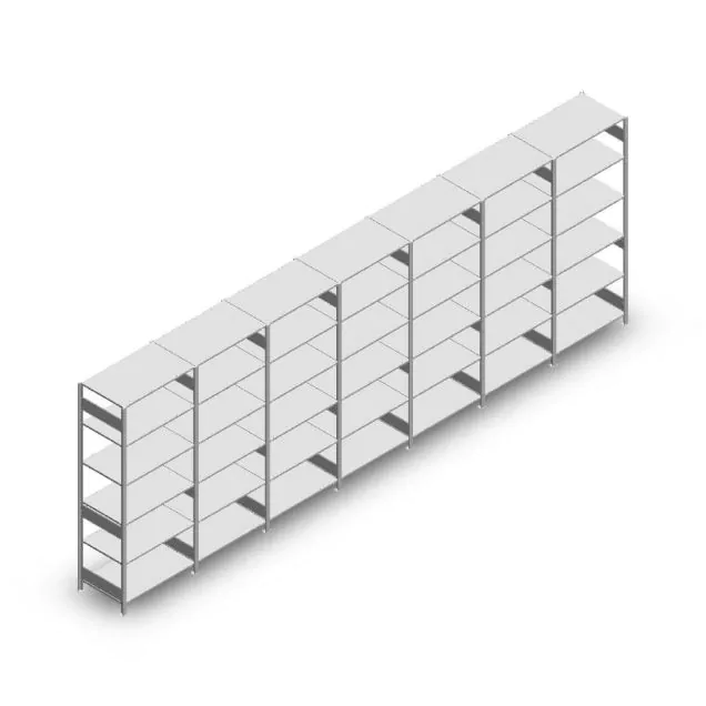 Vorteilsreihe Fachbodenregal Heavy Duty 2500x7000x600 mm (hxbxt) 6 Ebenen 150 kg