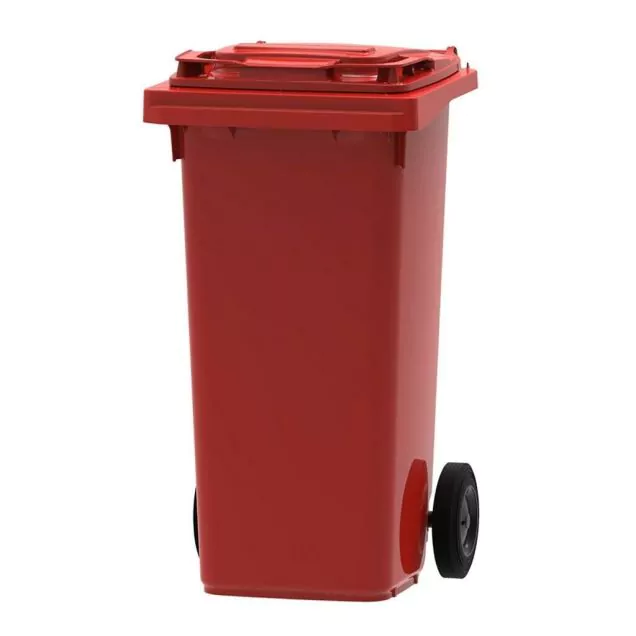 Abfallbehälter, mobiler Rollcontainer 120 Liter rot