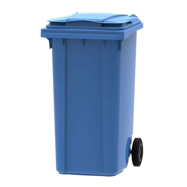 Abfallbehälter, mobiler Rollcontainer 240 Liter blau