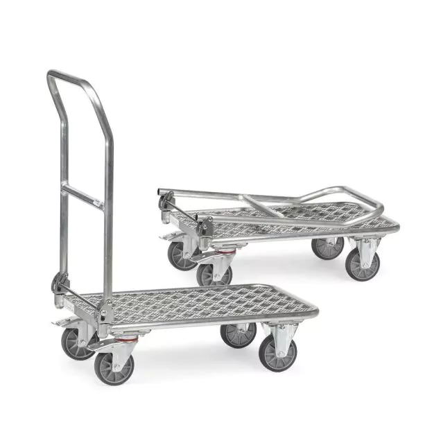 Klappbarer Aluminium-Plattformwagen 200 kg mit Schiebegriff 900x600