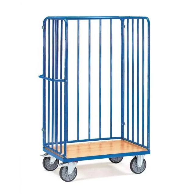 Paketwagen, Transportwagen 1000x700x1800 mm (lxbxh) 600 kg mit 3 Wänden mit Stäben