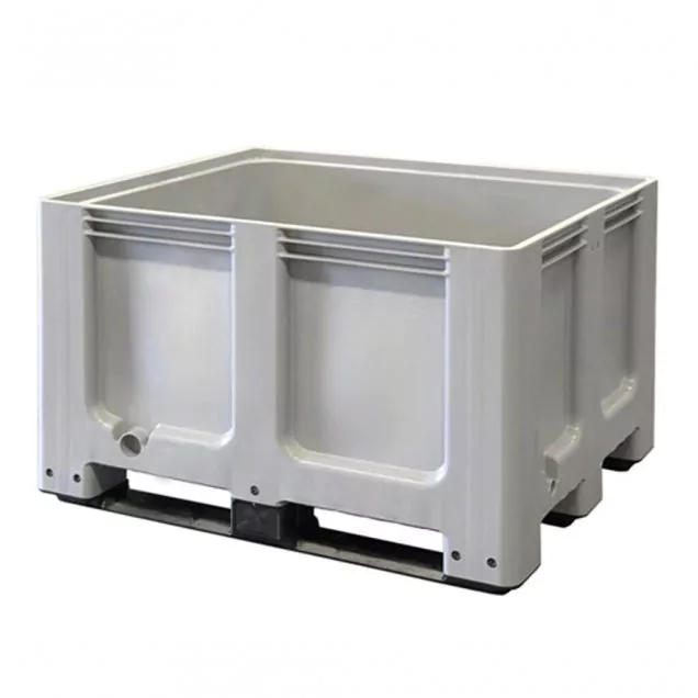 Palettenbox Blockpalettenformat 1200x1000x760 mm (lxbxh) auf 3 Kufen grau