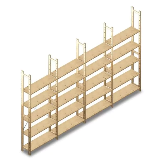 Vorteilsreihe Holzfachbodenregal BT Combi 2380x4030x280 mm (hxbxt) 5 Ebenen