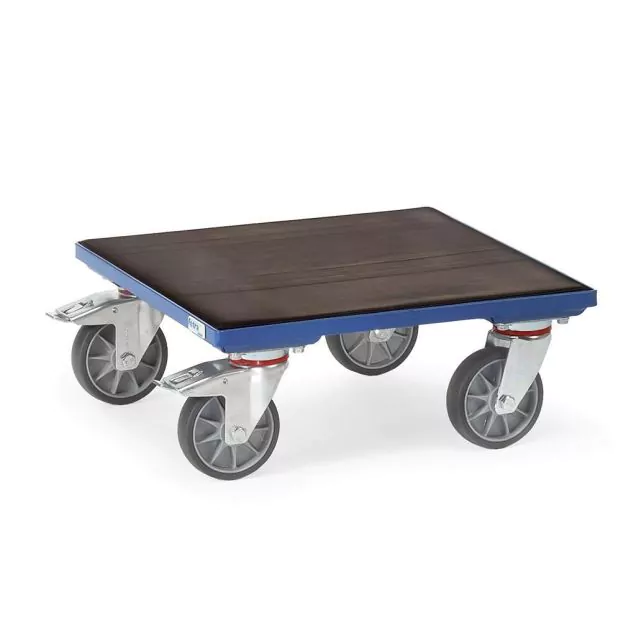 Rollplatte 400 kg 500x500 mit Holzplattform und geriffelter Gummimatte