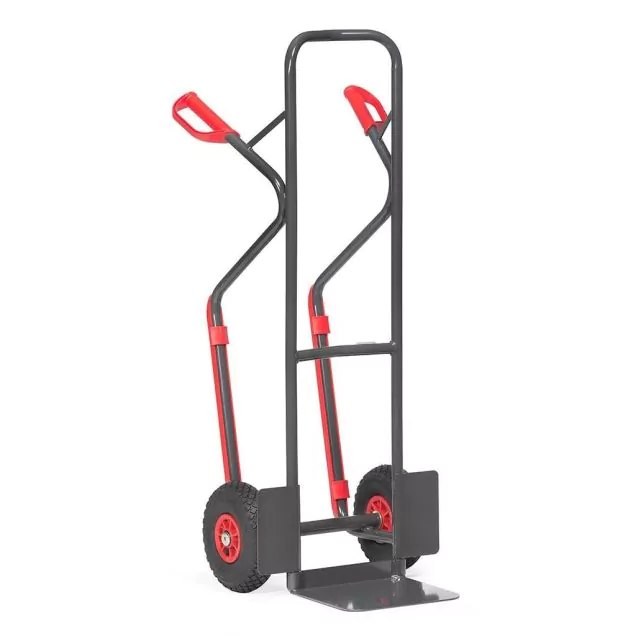 Stahl-Sackkarre 300 kg 1300 mm mit Luftreifen und Gleitschienen Anthrazit