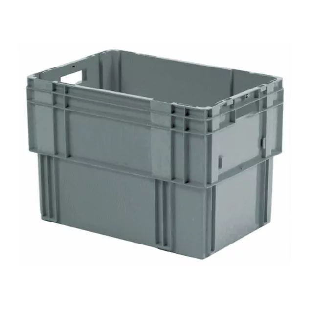 Stapelfähige, nestbare Transportkiste DTK0 600x400x420 mm (lxbxh) grau