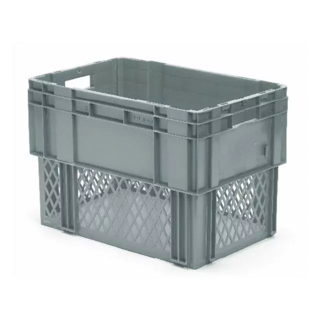 Stapelbare, verschachtelbare Transportkiste DTK1 600x400x420 mm (LxBxH) grau