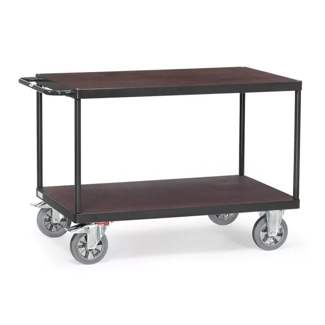 Tischwagen, Schwerlastwagen 1200 kg 1000x700 mit 2 Holzetagen Anthrazit