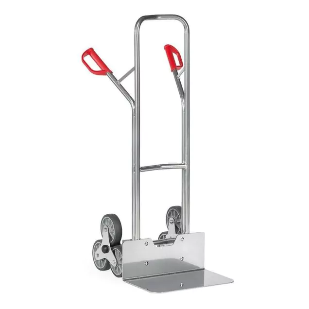 Aluminium-Treppensackkarre 200 kg 1300 mm mit 2 dreiarmigen Radsternen, extra breite Schaufel
