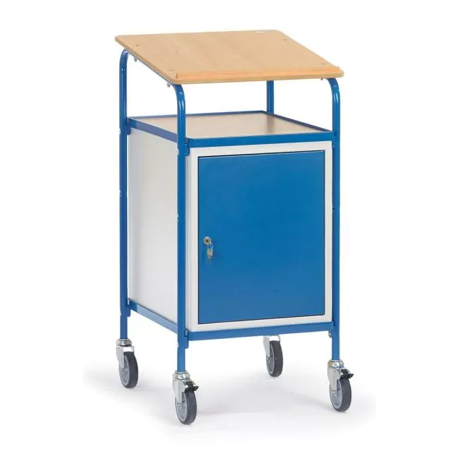 Mobilwagen, Stehpult 100 kg 500x600 mit Schreibplatte und abschließbarem Schrank