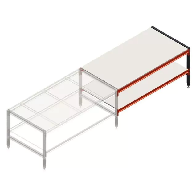 Verstellbare Werkbank doppelstöckig 1950x1000x800-950 mm (lxtxh) Anbauregal