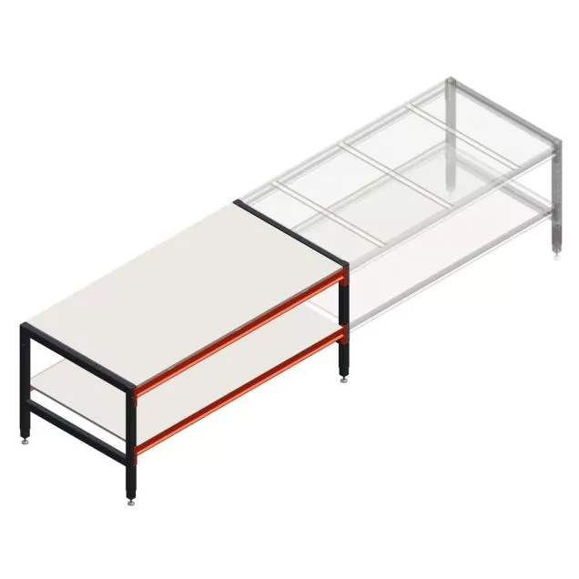 Verstellbare Werkbank doppelstöckig 1950x1000x800-950 mm (LxBxH) Anfangsregal