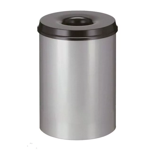Flammenlöschender Papierkorb 50 Liter aluminiumgrau-schwarz