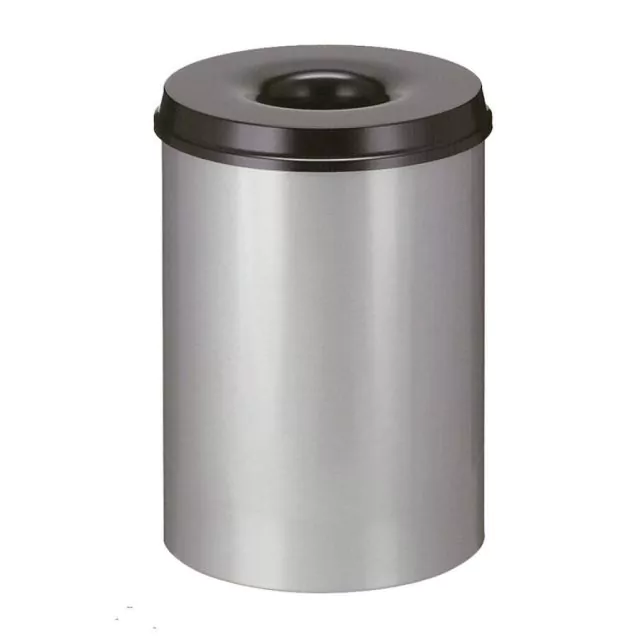 Flammenlöschender Papierkorb 50 Liter grau-schwarz