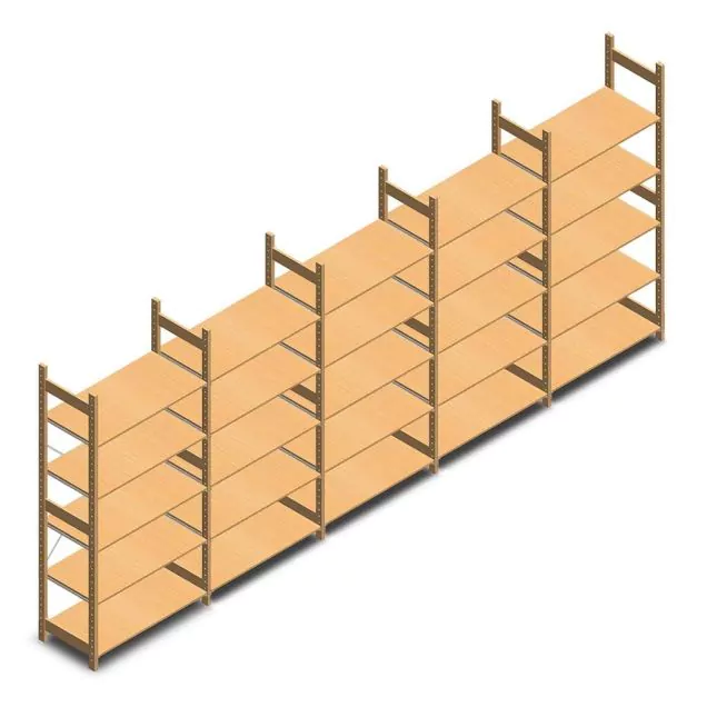 Vorteilsreihe hölzernes Fachbodenregal BT Euro 2100x5030x500 mm (hxbxt) 5 Ebenen