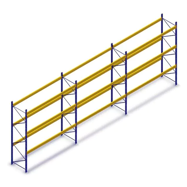 Vorteilsreihe gebrauchte Esmena Palettenregal 4600x11200x1100mm (hxbxt) 3 Ebenen 3367kg/Set