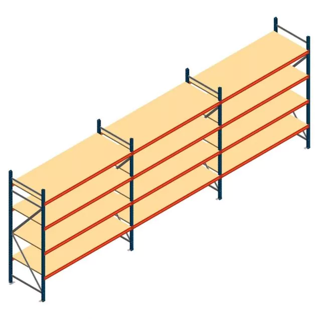 Vorteilsreihe Weitspannregal AR 2000x6958x800 mm (hxbxt) 4 Ebenen blau