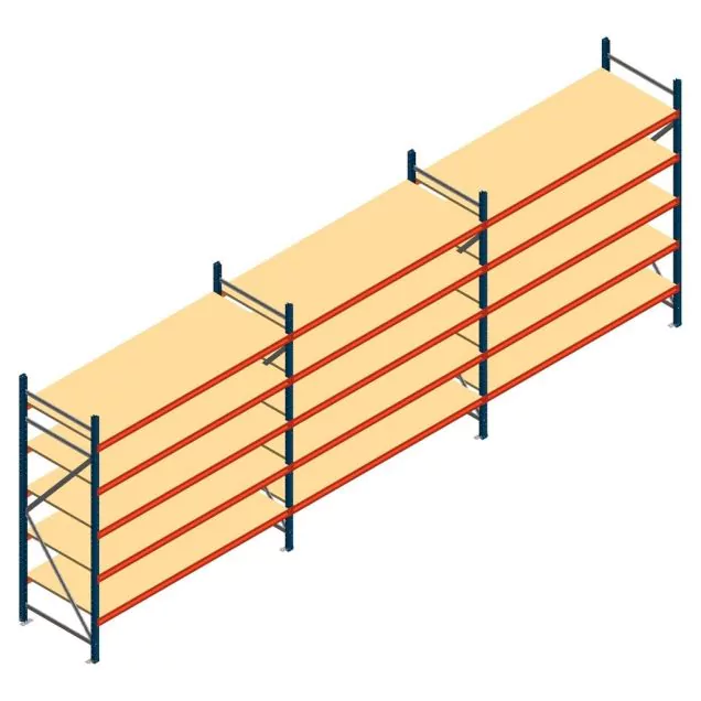 Vorteilsreihe Weitspannregal AR 2500x5758x800 mm (hxwxT) 5 Ebenen blau mit vormontierten Rahmen