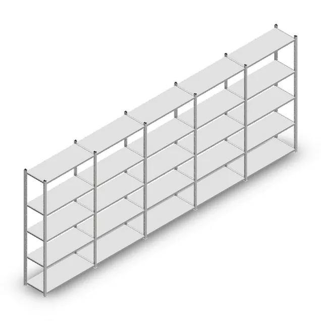 Vorteilsreihe Fachbodenregal Mittelstark 2000x5000x400 mm (hxbxt) 5 Ebenen verzinkt