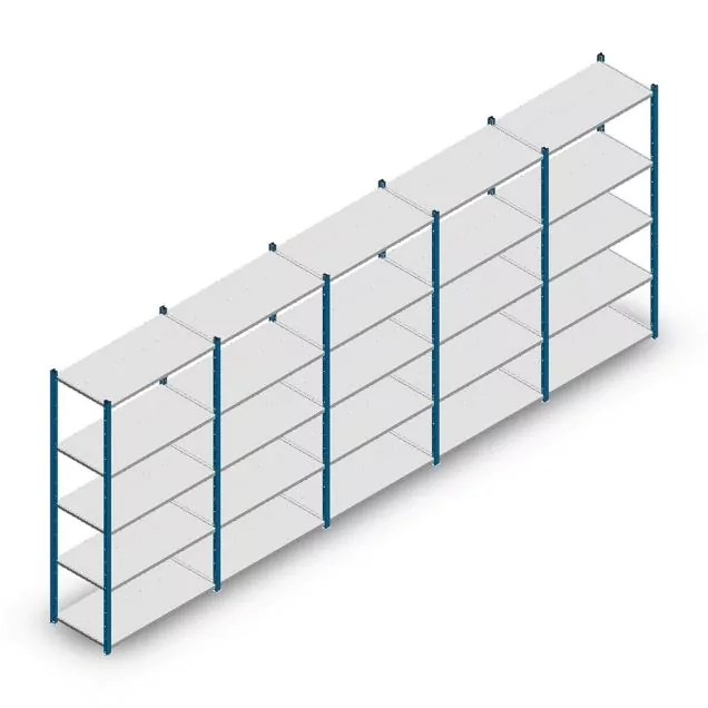 Vorteilsreihe Fachbodenregal Medium Duty 2000x5000x500 mm (hxbxt) 5 Ebenen blau