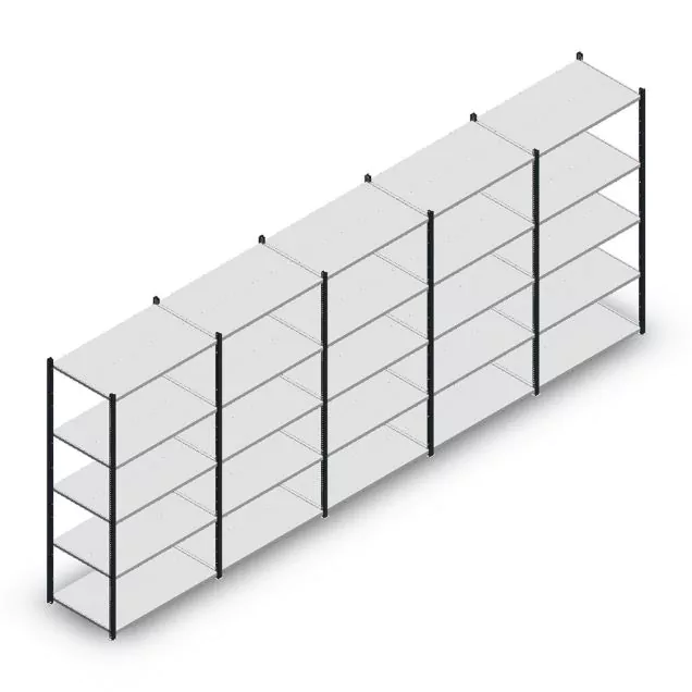 Vorteilsreihe Fachbodenregal Medium Duty 2000x5000x600 mm (hxbxt) 5 Ebenen anthrazit