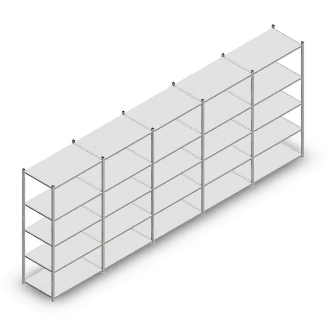 Vorteilsreihe Fachbodenregal Medium Duty 2000x5000x600 mm (hxbxt) 5 Ebenen verzinkt