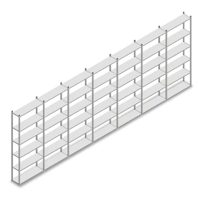 Vorteilsreihe Fachbodenregal Medium Duty 2500x7000x300 mm (hxbxt) 6 Ebenen verzinkt