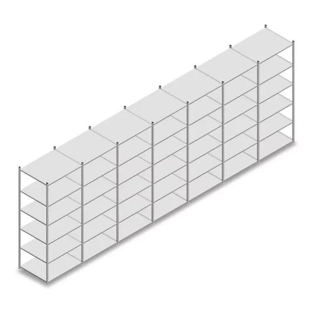 Vorteilsreihe Fachbodenregal Mittelstark 2500x7000x800 mm (hxbxt) 6 Ebenen verzinkt
